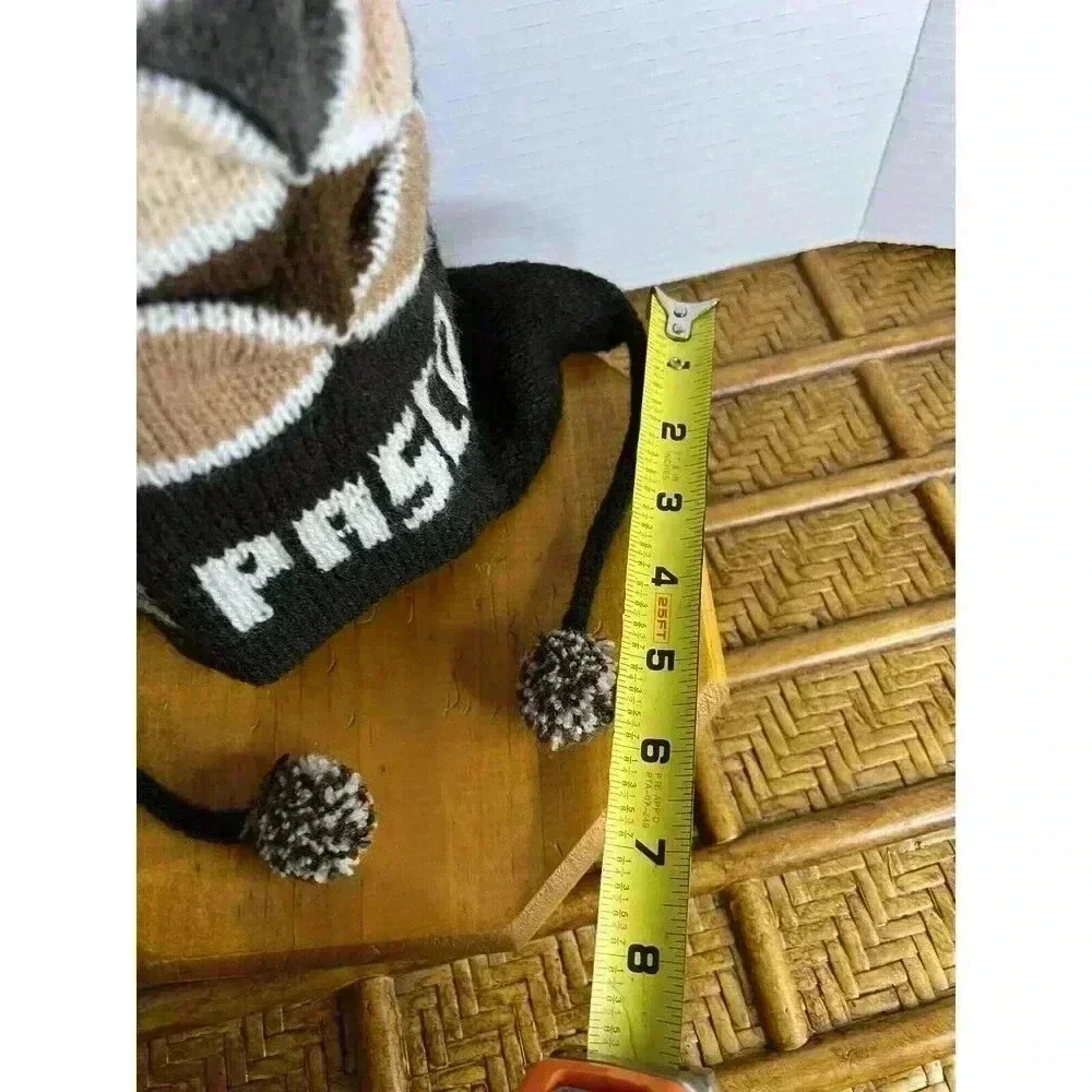 Peruvian Handmade Alpaca Wool Chullo Hat Cde‎ Pasco Earflap Winter Cap-Tan&Cream